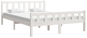 Estrutura de cama king 150x200 cm madeira maciça branco
