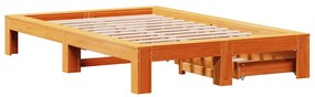 Cama sem colchão 120x190 cm madeira pinho maciça castanho-mel