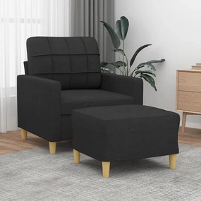 vidaXL Poltrona com apoio de pés 60 cm tecido preto