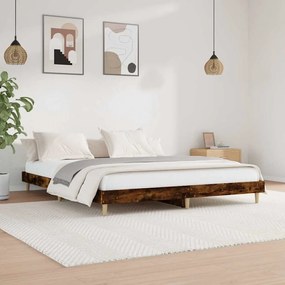 Estrutura de cama s/ colchão derivados madeira carvalho fumado