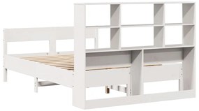 Cama com estante sem colchão 120x200 cm pinho maciço branco