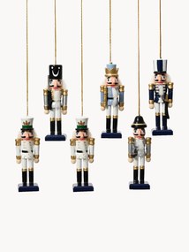 Wooden Nutcracker Tree Pendants Moustache, Set of 6