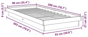 Estrutura de cama sem colchão 90x200 cm Carvalho de madeira