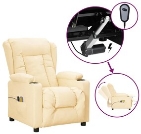 Poltrona de massagens elétrica couro artificial cor creme