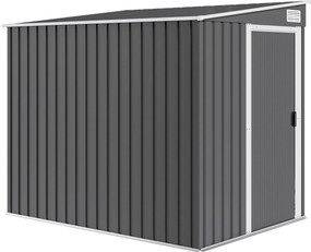 Outsunny Abrigo Metálico para Ferramentas 2,81m² 154x206,5x181 cm com Telhado de Uma Água e Fundação | Aosom Portugal