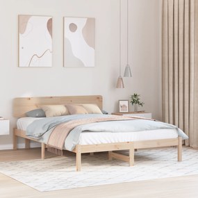 vidaXL Estrado de Cama com Cabeceira 200x200 cm Madeira de Pinho Maciça