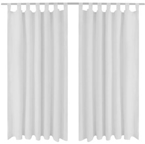 Cortinas de cetim com laços, 2 pcs, branco 140 x 245 cm