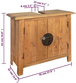 Móvel de casa de banho 70x32x63 cm madeira de pinho maciça