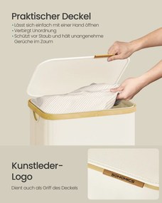 Cesto da roupa suja 42 x 32 x 75 cm com tampa e saco removível, 100 L, creme