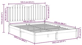 Cama extra longa sem colchão 140x220 cm madeira maciça