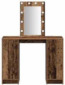 Mesa de Maquilhagem com Luzes LED Madeira Velha 102x33x135 cm