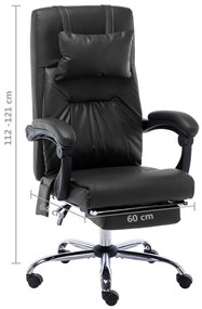 Cadeira de escritório c/ função massagem couro artificial preto