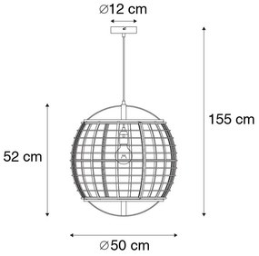 Candeeiro de suspensão oriental castanho 50 cm - Pascal Oriental