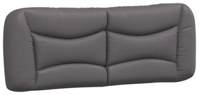 Estrutura cama c/ luzes LED 140x190 cm couro artificial cinza