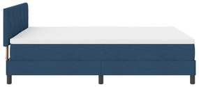 Cama Box Spring com Colchão &amp; Luz LED Azul 140x200 cm Tecido