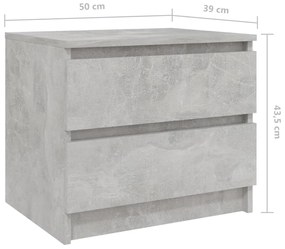 Mesas cabeceira 2 pcs derivados de madeira cinza cimento