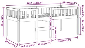 Cama de criança sem colchão 80x200 cm pinho maciço castanho-mel