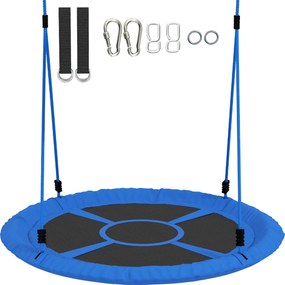 AIYAPLAY Balanço ninho, balanço para 2 crianças com cordas ajustáveis em altura, assento redondo Ø 80 cm, azul | Aosom Portugal