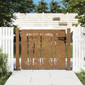 153239 vidaXL Portão de jardim 105x105 cm aço corten design bambu