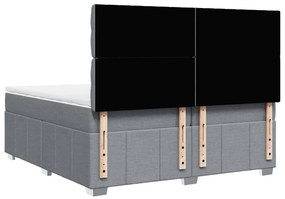 Cama com molas/colchão 200x200 cm tecido cinza-claro