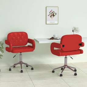 vidaXL Cadeiras jantar giratórias 2pcs couro artificial vermelho tinto
