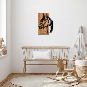 Acessório Decorativo de Parede em Madeira Cavalo – Preto Nogueira – 40