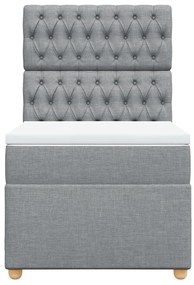 Cama com molas/colchão 90x200 cm tecido cinza-claro