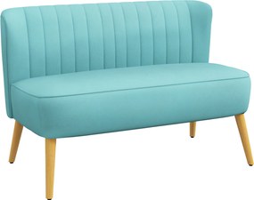 HOMCOM Sofá design retrô 2 lugares, pernas de madeira, 117 cm x 56,5 cm x 77 cm, Verde | Aosom Portugal