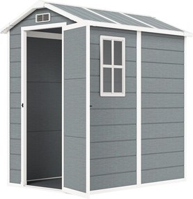 Outsunny Abrigo de Jardim Exterior Metálico de 2,1 m² 131x186x198 cm Abrigo de Jardim com Chão Janela Porta com Fechadura Cinza | Aosom Portugal