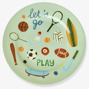 Prato SPORTS PRINT rice pequeno redondo de melamina azul-turquesa