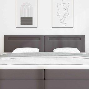 vidaXL Cabeceira LED Cinzeto 200 cm Couro Sintético