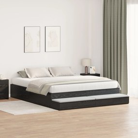 Estrutura de Cama Armazenamento Carvalho Preto 180x200 cm