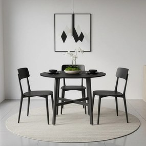 Mesa de jantar redonda pequena 80 cm de diâmetro (CADEIRAS NÃO INCLUIDAS) preta