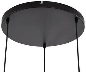 Candeeiro suspenso Japandi preto e dourado com abajur bege 3-luzes - Pluni