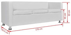 Conjunto de sofás de 2 e 3 lugares couro artificial branco