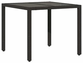 5 pcs conjunto bistrô de jardim c/ almofadões vime PE preto