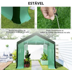 Estufa Tipo Túnel 6x3x2,8 m Estufa de Exterior com 6 Janelas Cobertura