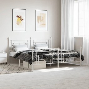 374410 vidaXL Estrutura de cama com cabeceira e pés 180x200 cm metal branco