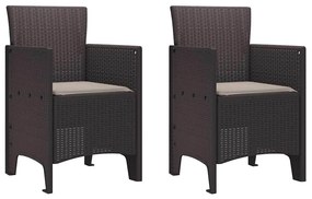 Cadeiras de Jardim 2 pcs Castanho Padrão Plástico, Poliéster