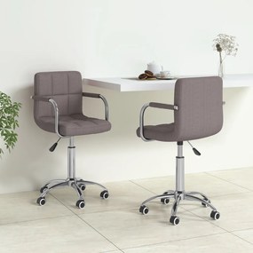 vidaXL Cadeiras de jantar giratórias 2 pcs tecido cinzento-acastanhado