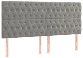Cama box spring c/ colchão/LED 200x200 cm veludo cinzento-claro