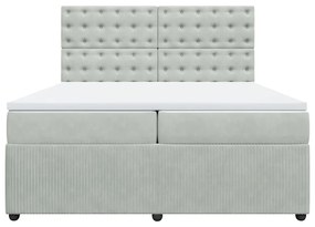 Cama com molas/colchão 200x200 cm veludo cinzento-claro