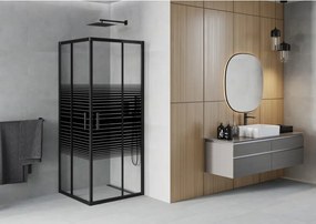 Mexen Rio cabine de duche quadrada 80 x 80 cm, faixas pretas, preta - 860-080-080-70-20