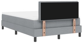 Cama Box Spring com Colchão Cinza Claro 120x200 cm Tecido