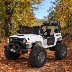 Carro elétrico para Crianças 2 Lugares Extreme Sport 4x4 24V Pneus Espuma EVA, assento couro ecológico Branco