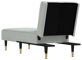 Chaise longue veludo cinzento-claro