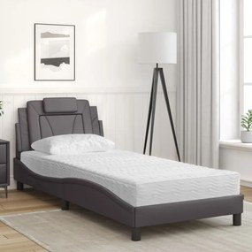 Cama com colchão 90x200 cm couro artificial cinzento