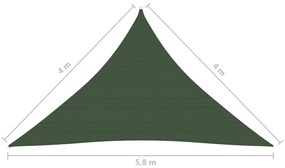 Para-sol estilo vela 160 g/m² 4x4x5,8 m PEAD verde-escuro