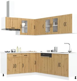 vidaXL 11 peças armário de cozinha conjunto Lucca carvalho artesanal