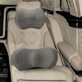 vidaXL Conjunto de Travesseiros Ajustável 2 pcs Cinzento Malha 4D